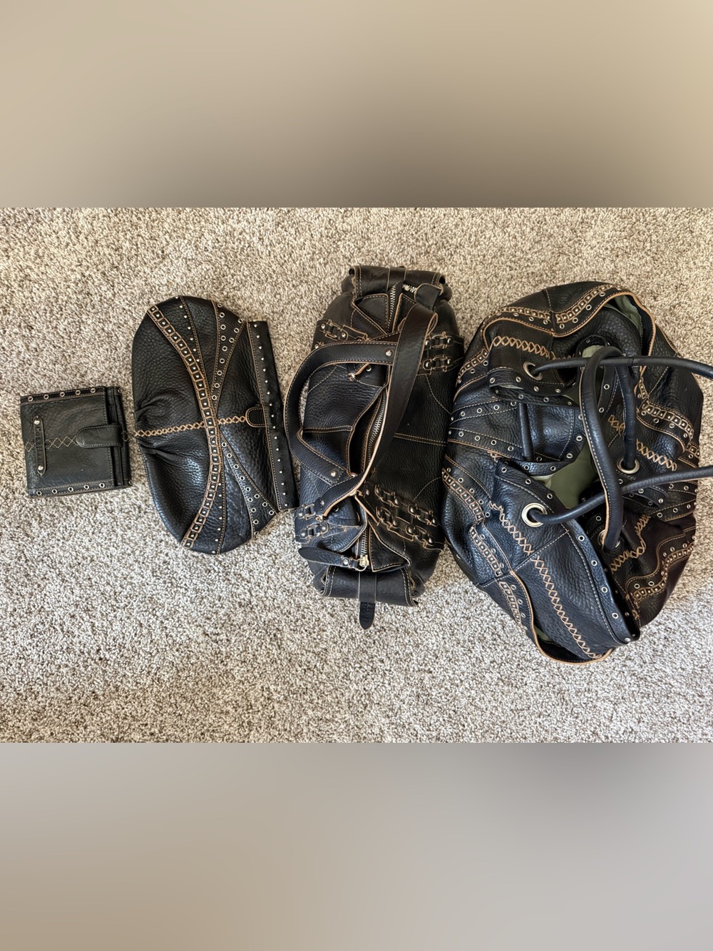 Cole Haan Black Leather Studded Handbag and magnetic case available